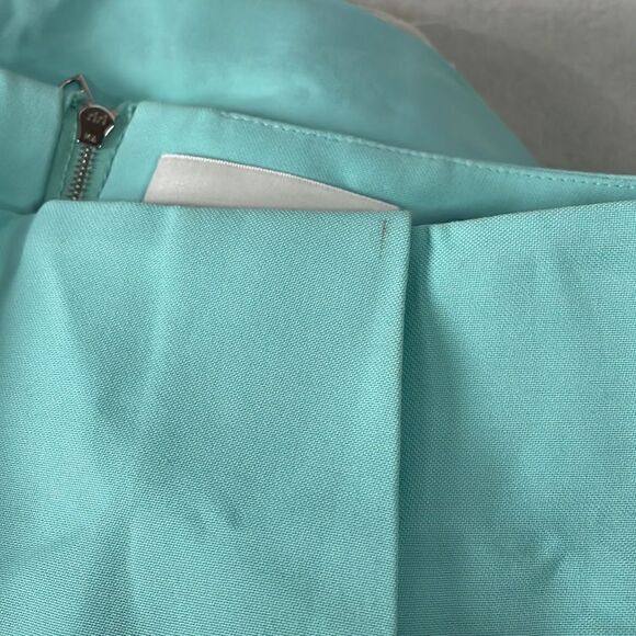 3•1 Phillip Lim Turquoise Skirt 100% Silk Lining 100% Leather Trim (Size: 4) - Picture 15 of 16